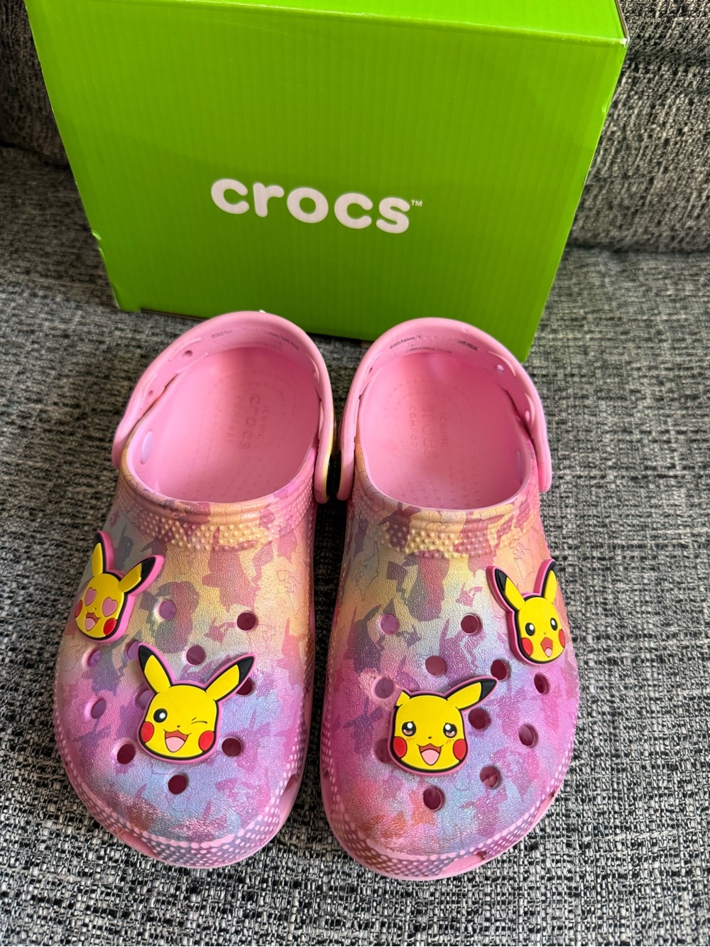 CROCS Kids Pink Tie-Dye Pikachu Clogs
